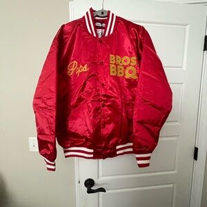 Red Varsity Jacket with Yellow Embroidery